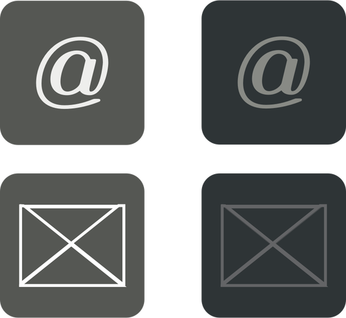 Ilustración vectorial de conjunto de botones de e-mail en escala de grises